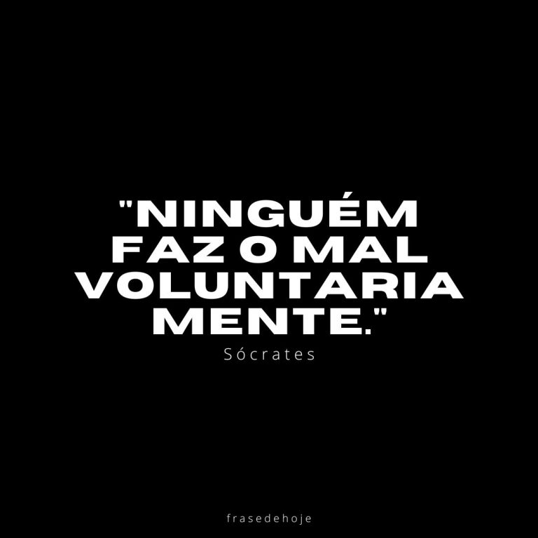 tela preta escrito em branco : Ninguém faz o mal voluntariamente.