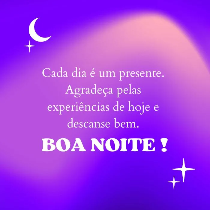 banner em tons de roxo e lilás com uma linda frase de boa noite.