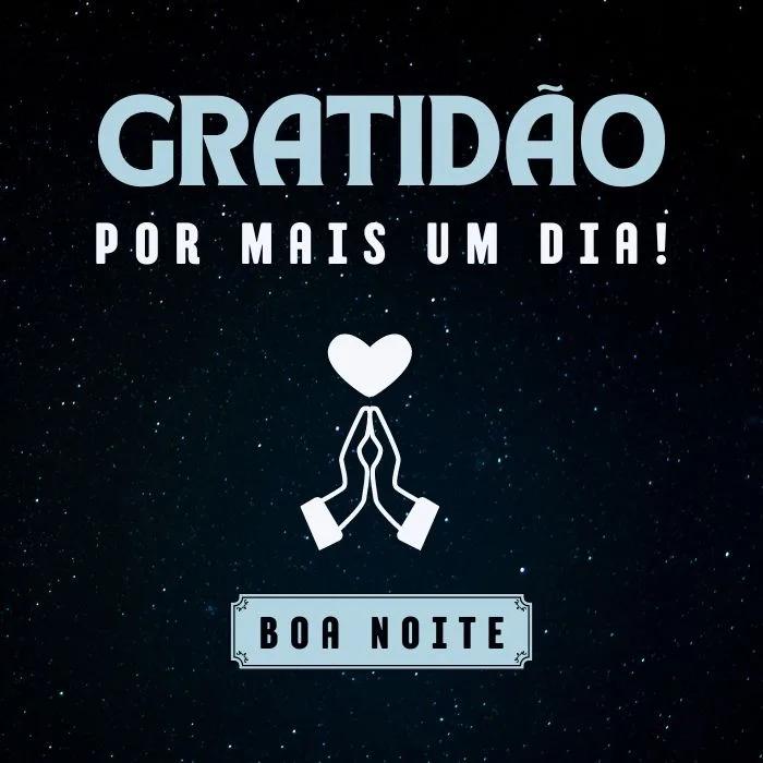 banner com uma frase de boa noite e gratidão